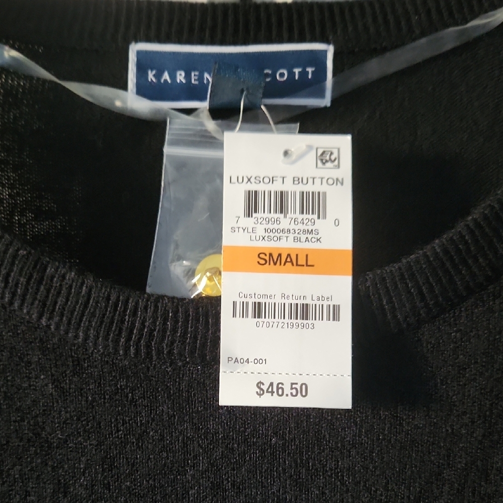Karen Scott Luxsoft Black Sweater - Small